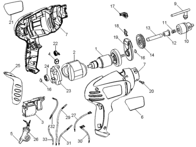 Page A Diagram and Parts List for BH120-B3 3 Black and Decker Hammer Drill